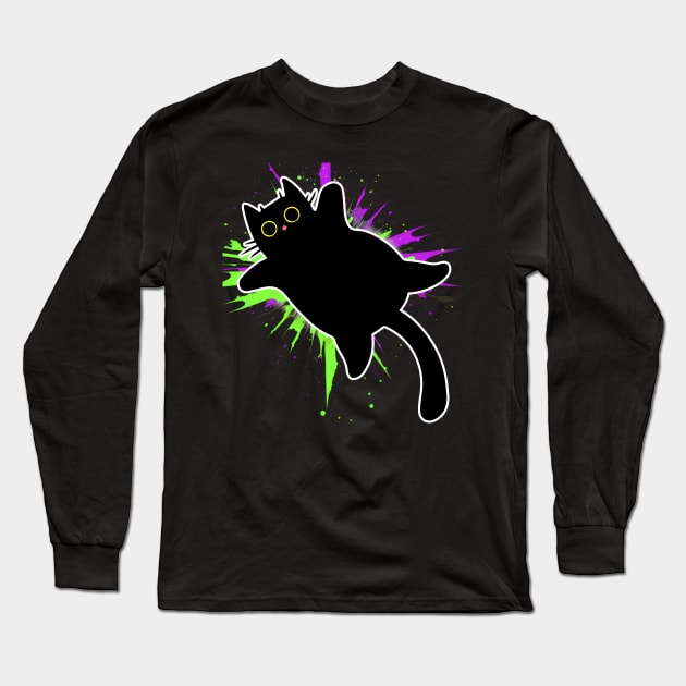 Funky Paint Explosion by Black Cat Long Sleeve T-Shirt by vystudio